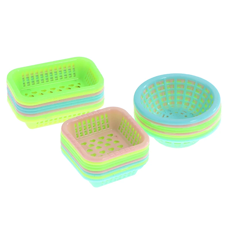 5Pcs 1:12 Dollhouse Miniature Storage Basket Doll Fruit Vegetable Food Storage Basket Doll House Miniature Decor 2
