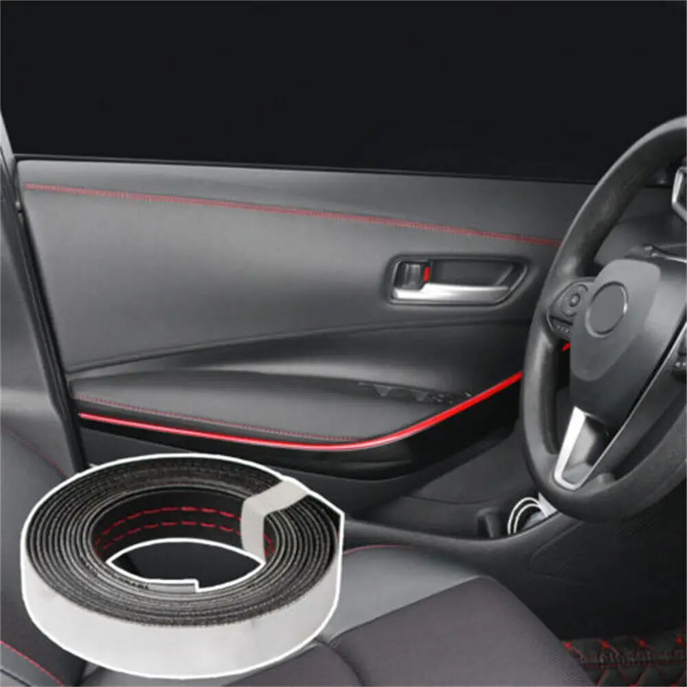 

Universal Car Mouldings Trim Pu Leather Braid Decorative Line Strip For Door Dashboard Sticker Car Interior DIY Strips Car Style