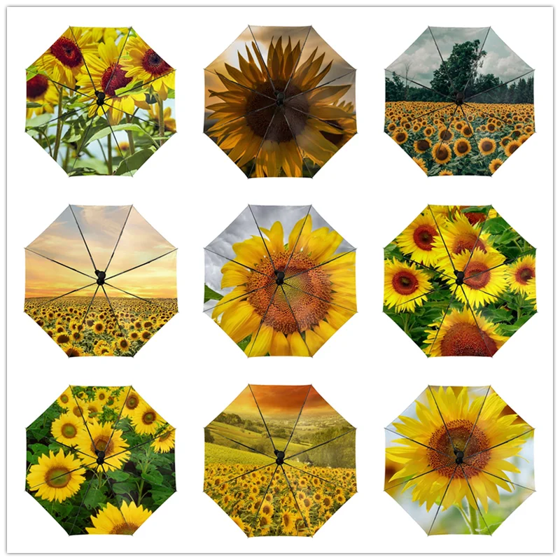 

Женский Автоматический Зонт с подсолнечником Rain, складной зонт для защиты от солнца, Мужской портативный зонтик