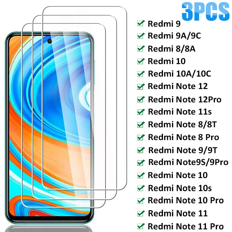 

Защитное стекло Sceeen для Xiaomi Redmi Note 12 11 10 9 8 Pro, закаленное стекло для Redmi 9T, 9C, 9A, 10C, Note 9S, 11S, 10S, 9T, 8T, стекло, 3 шт.