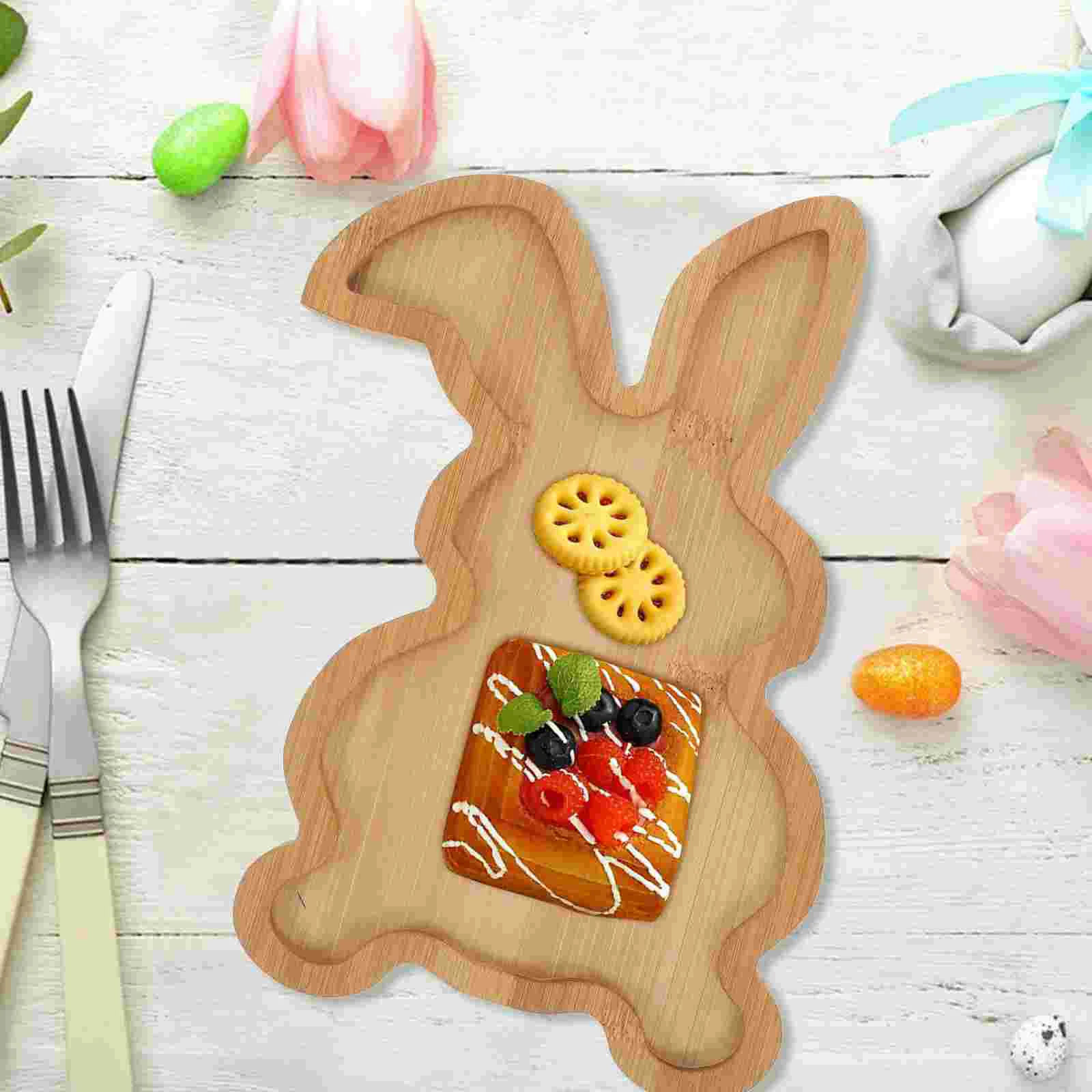 Rabbit Wooden Pallet Bunny Serving Trays Easter Farmhouse Platter Charcuterie Board Platters and Plates Tableware 3