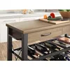 Santa Fe Kitchen Cart with Metal Shelves and TV Stand Feature 6