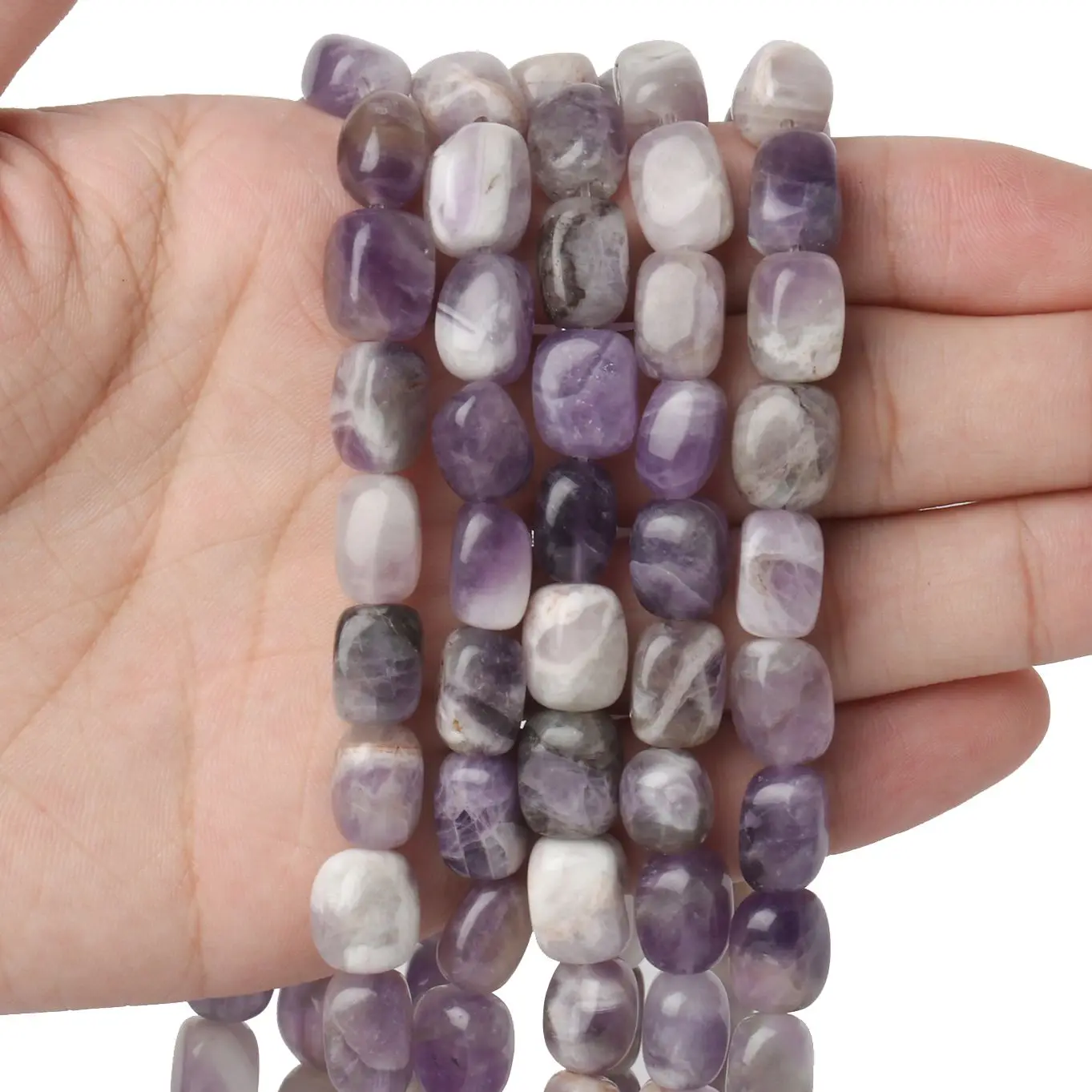 Natural Purple Dream Lace Amethyst Beads For Craft Jewelry Making 15'' Big  Hole