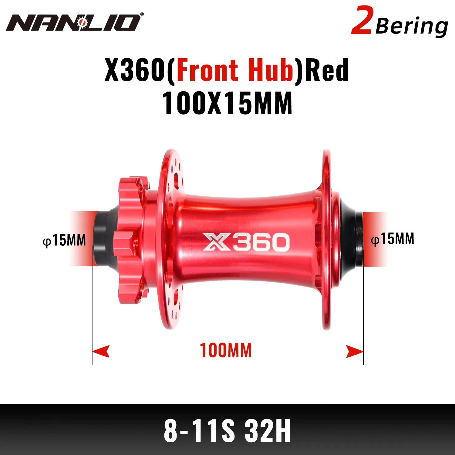 Nanlio X360 Cubos de Bicicleta Alto Ruído Rolamentos Selados 32 Furos