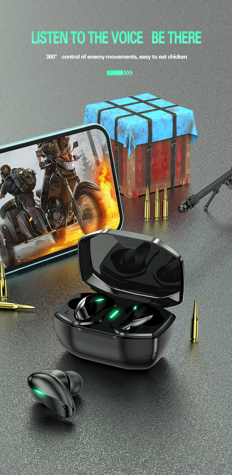 Description Picture 4 of itemRenear F1 Pro Bluetooth Earphones 5.3 TWS Wireless Bluetooth Headphones with LED Stereo Headset Earbuds Noise Reduction