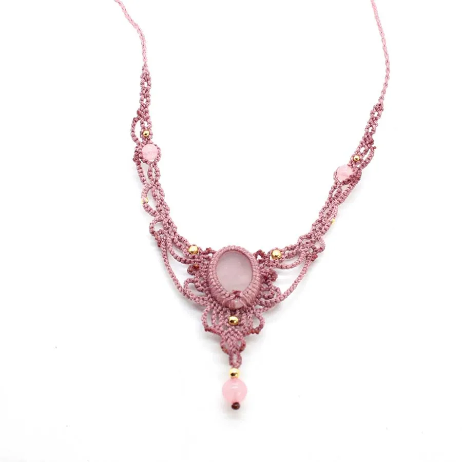 Handmade Braided Macramé Rose Quartz Necklace – Crystal Pendant for Love, Healing & Boho Style 3 Sd5579de6e4154068b170048aac199581a
