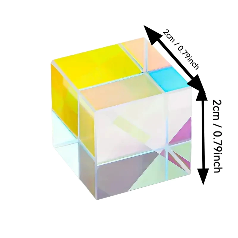 Prisma X-Cube in vetro ottico da 2 cm, prisma di dispersione RGB per la fisica e la decorazione con scatola di immagazzinaggio