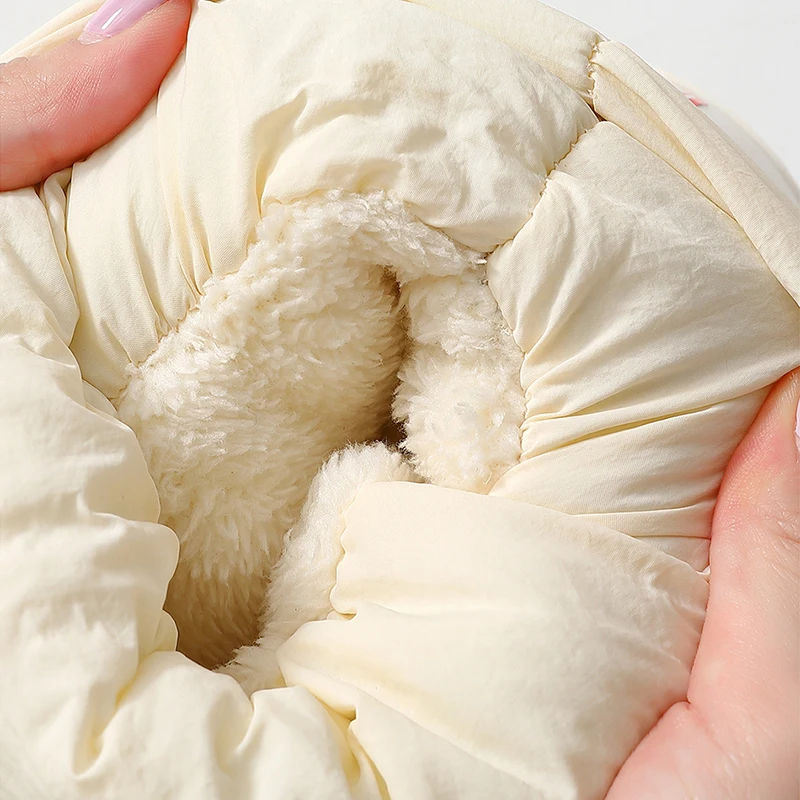 Thick Sole Waterproof Snow Boots Women Drawstring Warm Platform Cotton Padded Shoes Woman Anti Slip Thicken Plush Ankle Boots