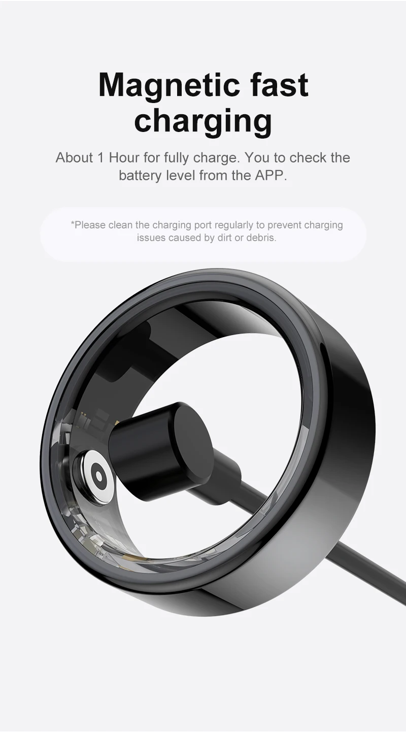 R02 Smart Ring Sensor Men Women Charging Case Health Monitor Sleep Exercise Records Step IP68 Waterproof Fashion Finger Rings