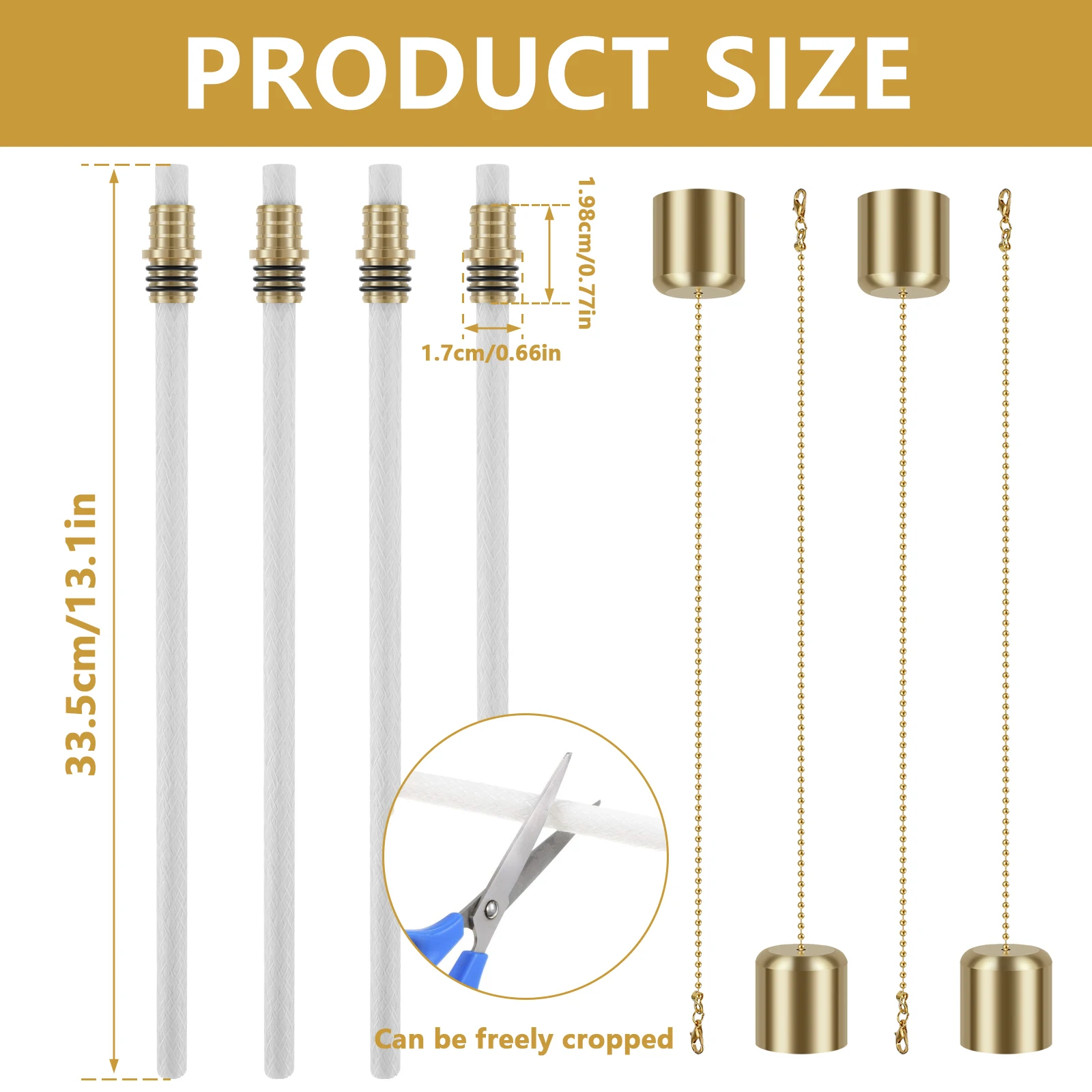 Wine Bottle Torch Kit DIY Lighting Fiberglass Wicks Torch Light Set Brass Wick Holders Caps 12Pcs For Home Decor candle wick,candle wicks,candle making kit,oil lamp wicks,candle making tool,candle wick tabs