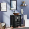 24" Black Bathroom Vanity with Tempered Glass Sink,Modern Bathroom Vanity Cabinet, Pop Up Drain Included,Mirror Not Included 3