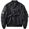 Black Bomber Jacket Men Spring and Autumn Motorcycle Work Jacket Multi-pocket Embroidered Baseball Uniform Fashionable Loose Top 1