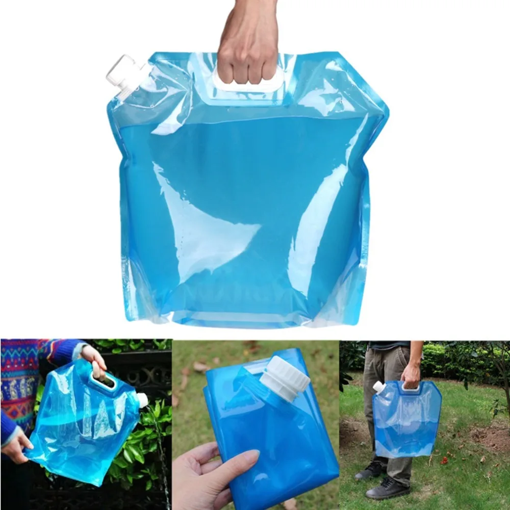 2 Pcs 내구성 10L 접이식 물통 휴대용 블루 접이식 물통 접이식 물 가방 하이킹