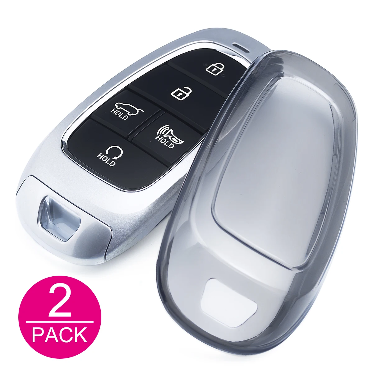 Sleek Black Transparent Car Key Fob Case with Keychain Ring