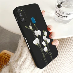 Luxury Flower Soft Silicone Phone Back Cover Case for M22 (Black-333W)