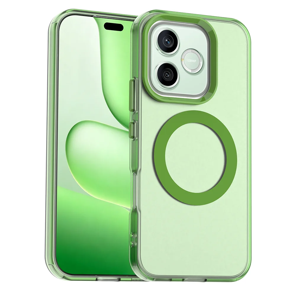 Matte Clear MagSafe-Compatible Wireless Charging Case with Candy Cover