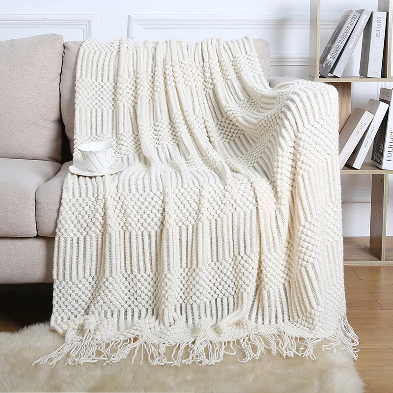 

Modern Simple Knitted Blanket Throw Nordic Casual Sofa Blanket B&B Bed Cover Thin Travel Shawl Solid Color Warm Bedspread