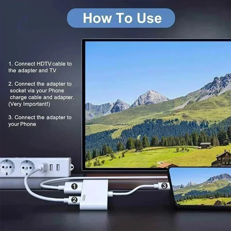 2in1 Fast Charging Hub Converter 1080P Lighting to HDMI OTG Adapter Multi-Port TF Memory Card Reader iPhone Laptop Tabl