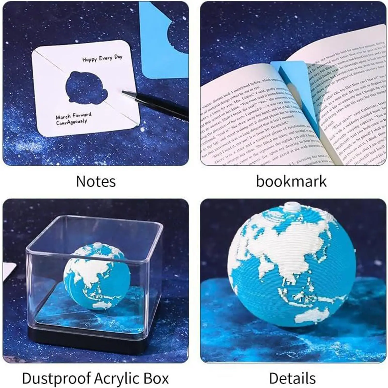 3D 메모 패드 지구 모양 3D 메모 패드 2026 캘린더 종이 조각 조형물 3D 아트 노트패드 DIY 홈 데스크탑 장식 휴일 선물