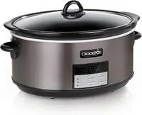 Large 8-Quart Programmable Slow Cooker with Auto Warm Setting, Black Stainless Steel, Includes Cookbook (Pack of 1) 1