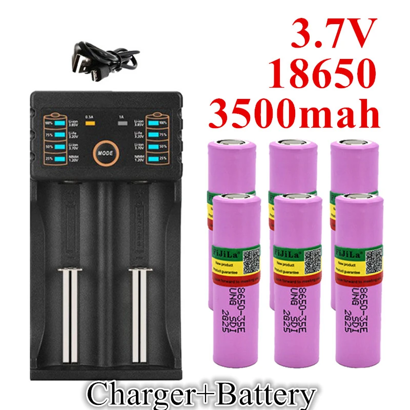 2023 Nuovo Originale Inr18650 3.7V 3500Mah Batteria Ricaricabile Agli Ioni Di Litio Con Caricabatterie Per Sigaretta Elettronica Torcia Samsung 35E