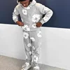 New Fashion Men's Women's Same Kapok Printing Street Style Loose Hooded Sweater with Trousers Set 1