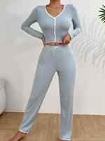 2024 Autumn Winter Homewear Pajamas Set for Women Long Sleeves Shirt Trousers 2 Pieces Sexy Lace Pijamas Sleepwear Loungewear - Image 3