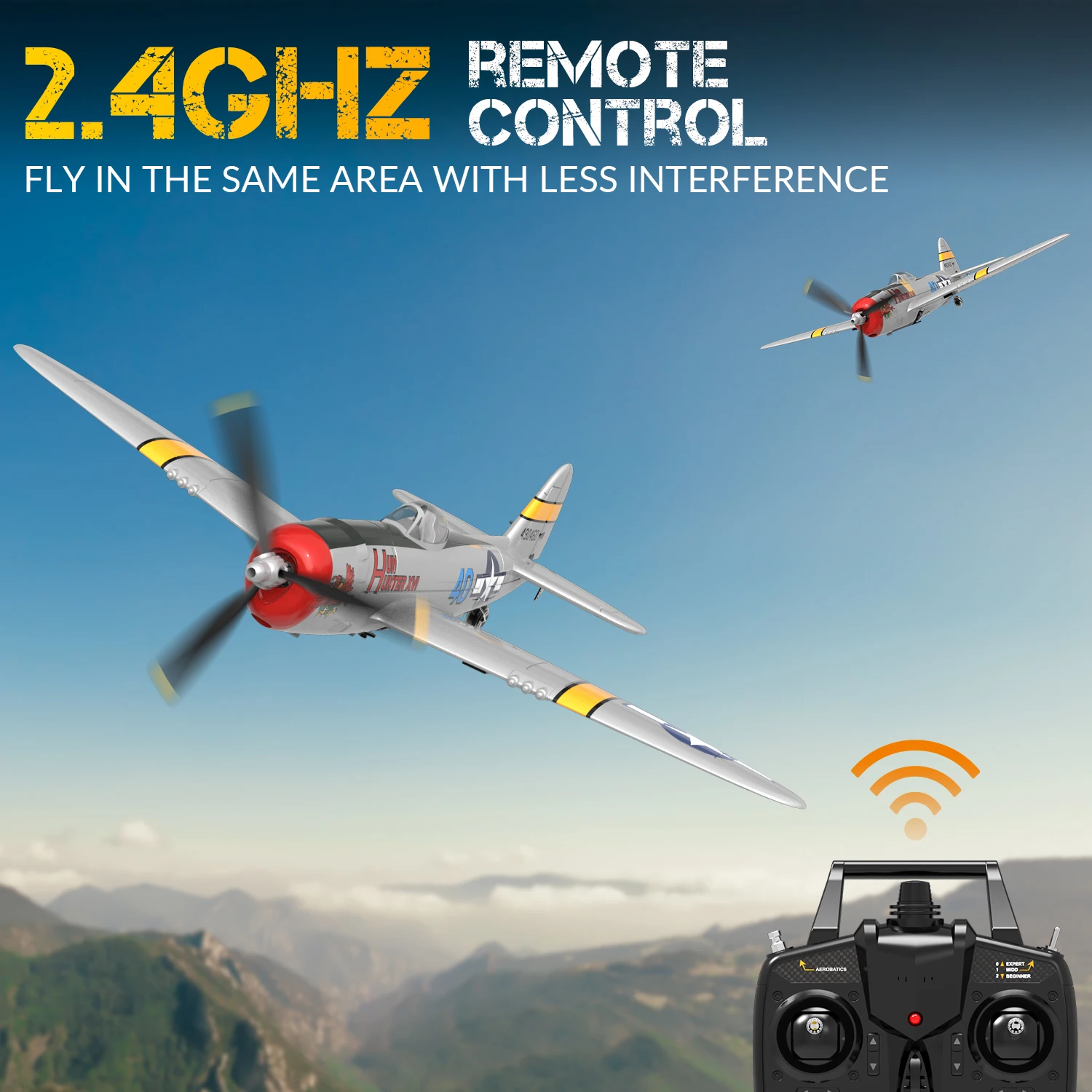 P47 Thunderbolt RC Airplane  2.4G 4CH 6 Axis 400mm Wingspan RC Aircraft One Key Aerobatic RTF Glider Plane Toys Gifts 2