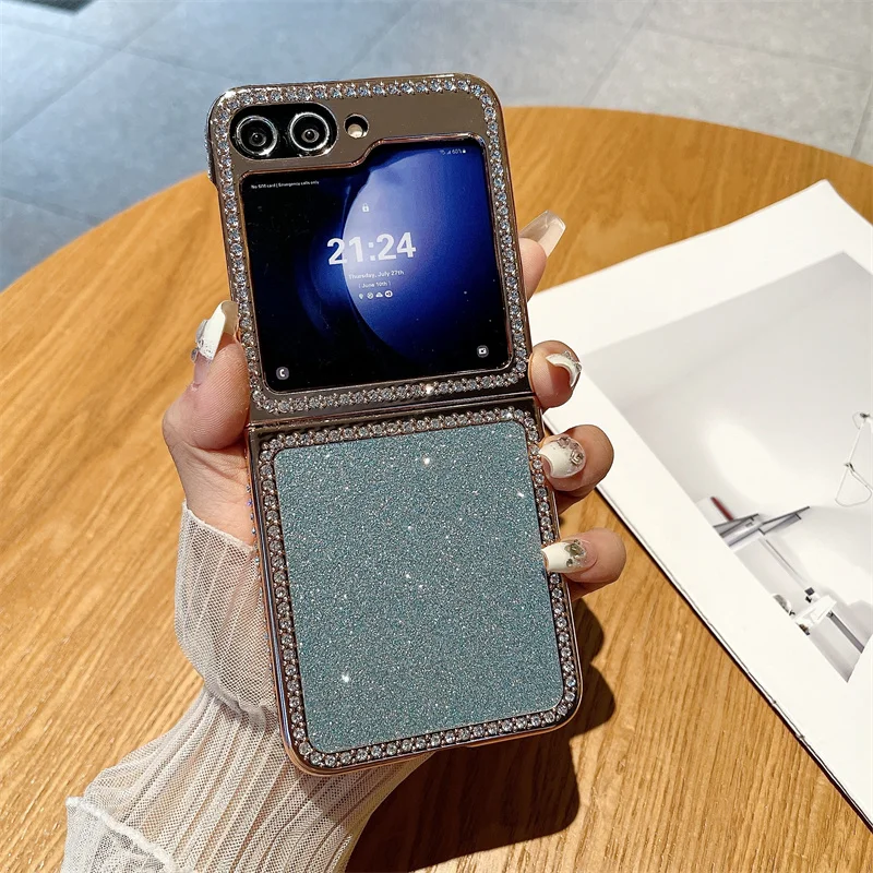 Luxury Diamond Glitter Shockproof Case - Folding Hard Plating Plastic Cover