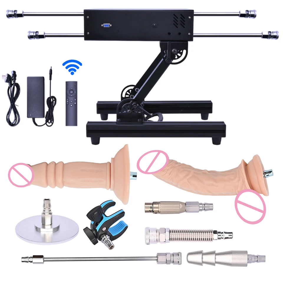 ROUGH BEAST 200W Powerful Wireless Control Sex Machine with dildo Sex Masturbation Cup for Male and Female Couple 1-15CM Stroke