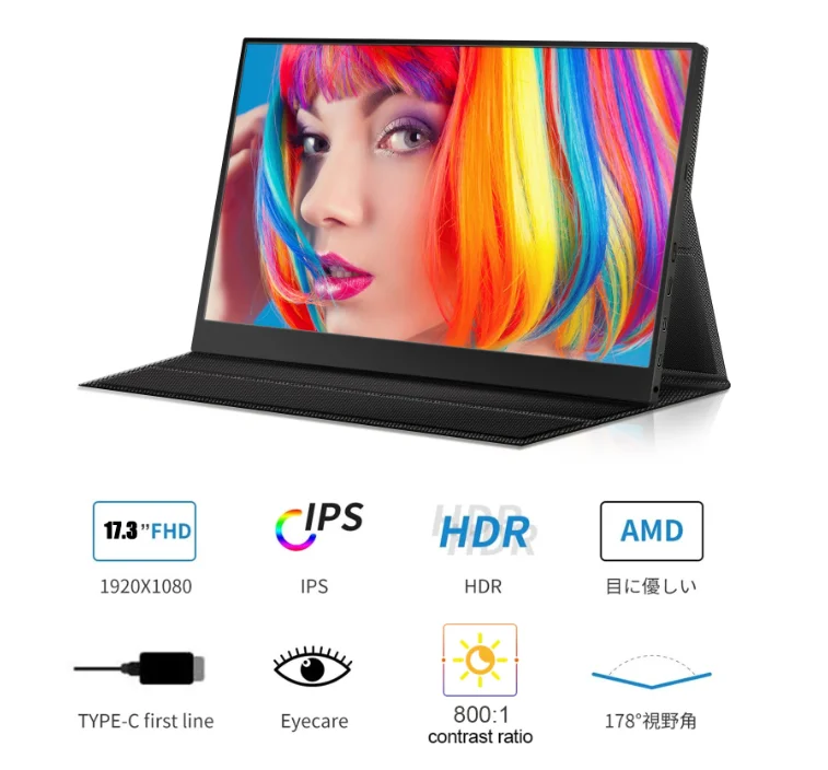 ޴  FHD 1080P IPS USB-C ̴ HDMI   ° ȭ,  Ʈ PC ȵ̵ ġ Xbox PS4/5 , 13.3 ġ