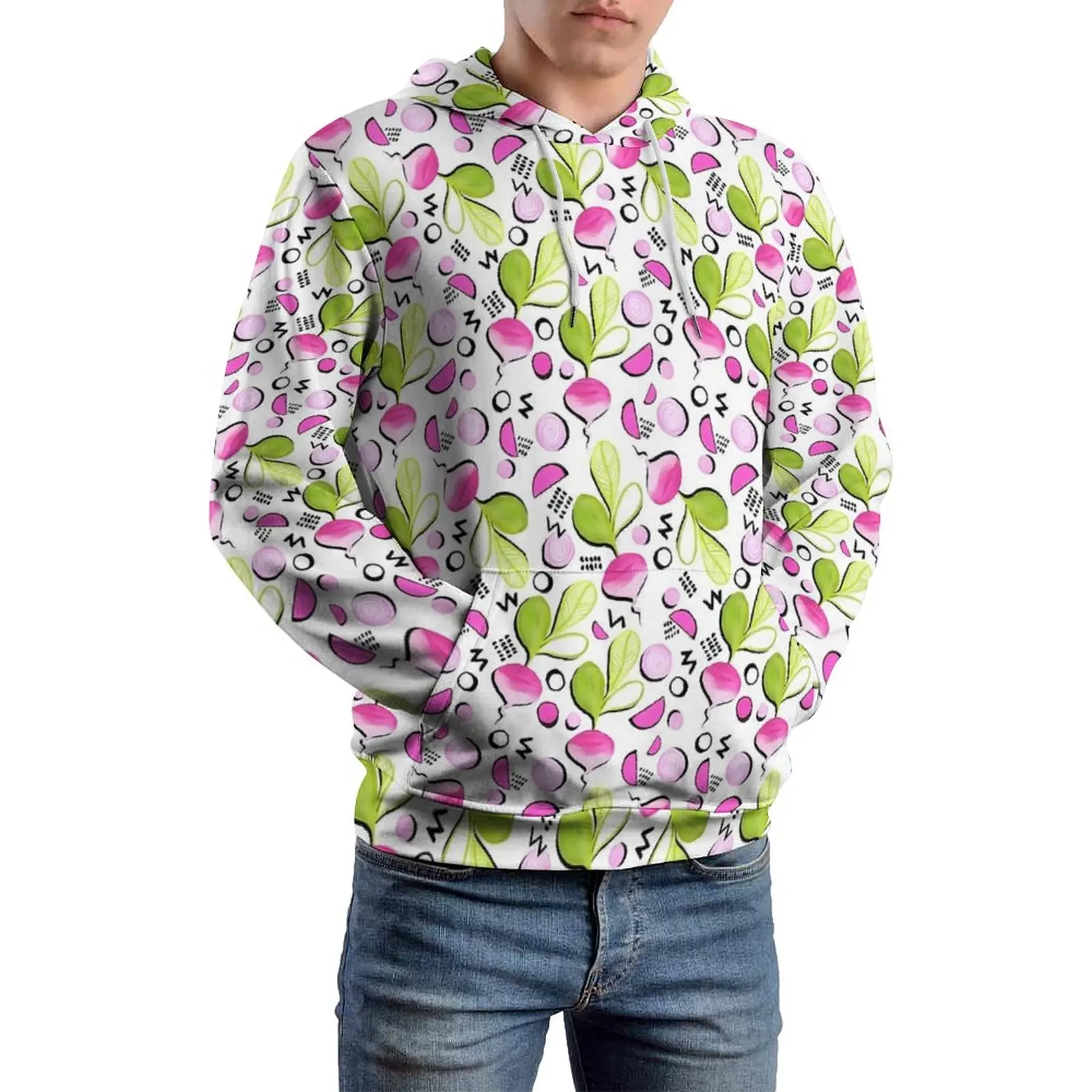 

Radishes Print Loose Hoodies Vegetable Casual Pullover Hoodie Men Long Sleeve Funny Design Sweatshirts 4XL 5XL 6XL