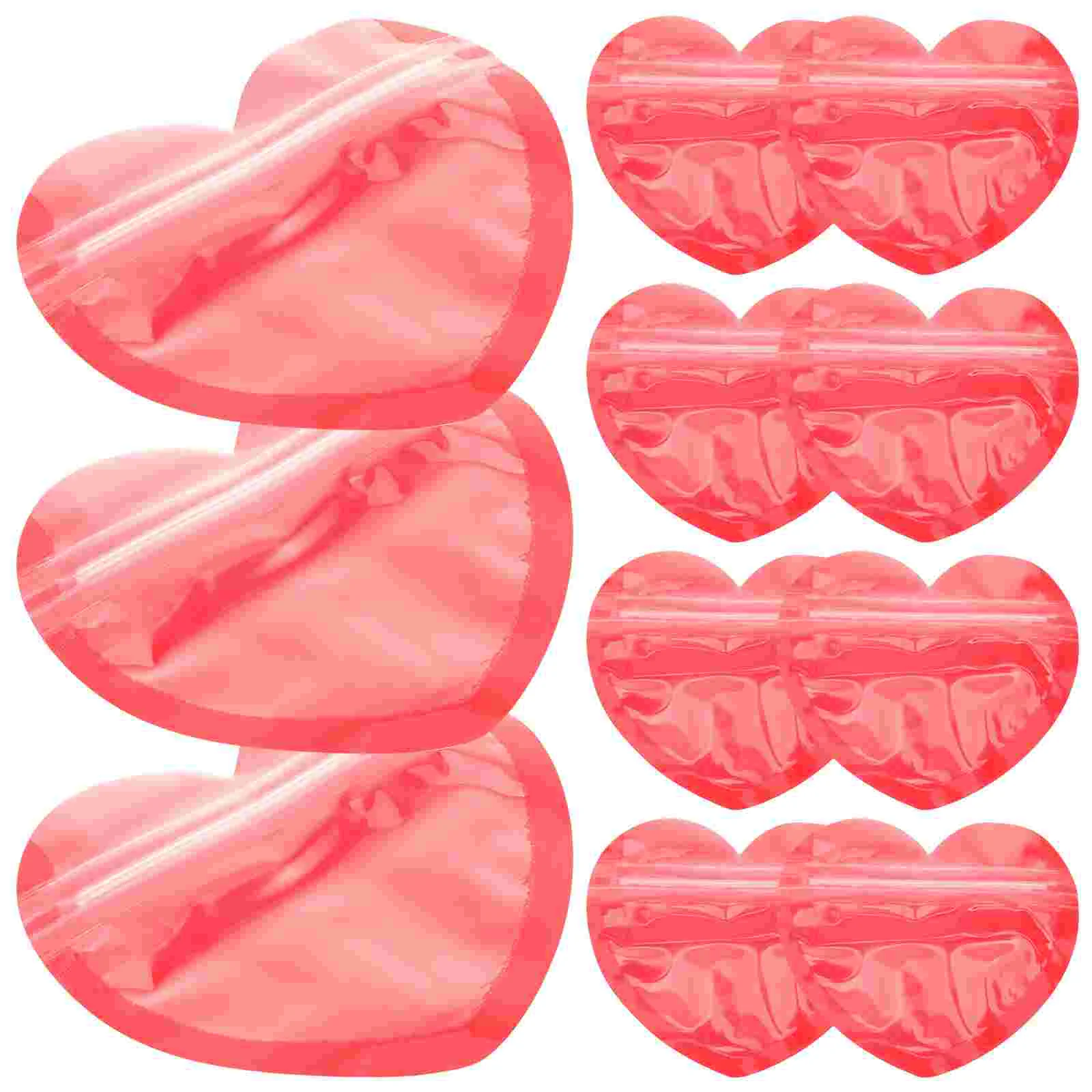 

Valentine'S Day Gift Bag Heart Shaped Plastic Bags Candy Treat Bags Self Sealing Bags Clear Storage Pack Pouches