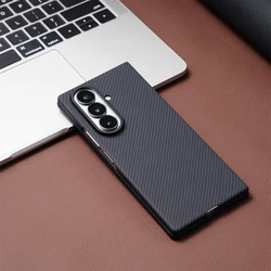 Ultra Thin Carbon Fiber Texture MagSafe Case with Alloy Lens and Frosted Hard Cover for Galaxy Z Fold 3 (Black)