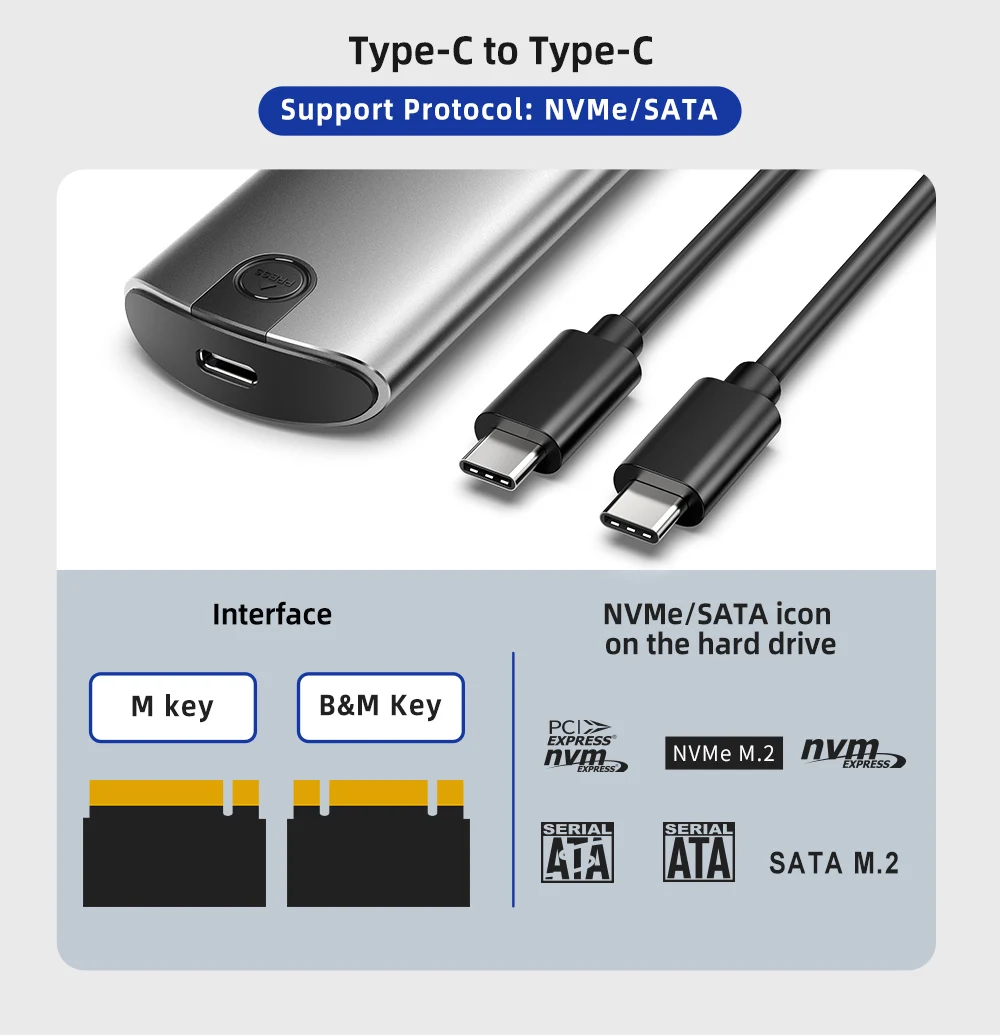 laptop hard disk external case Netac M.2 NVMe SSD Case 10Gbps External Hard Drive Box M2 SATA HDD Case Type C to C with adapter HD HDD External Enclosure 3.5 hdd external case