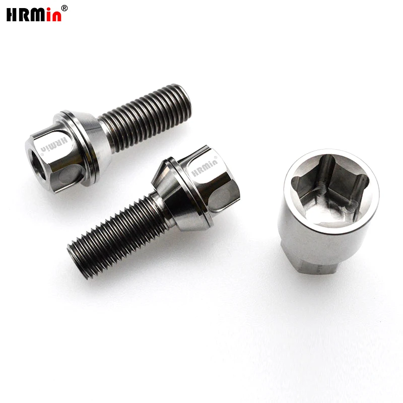 

HRmin Anti-Theft Hollow Head Floating Cone Seat Gr.5 Titanium Automobile Vehicle Car Wheel Bolt for French Cars M12x1.25x28mm