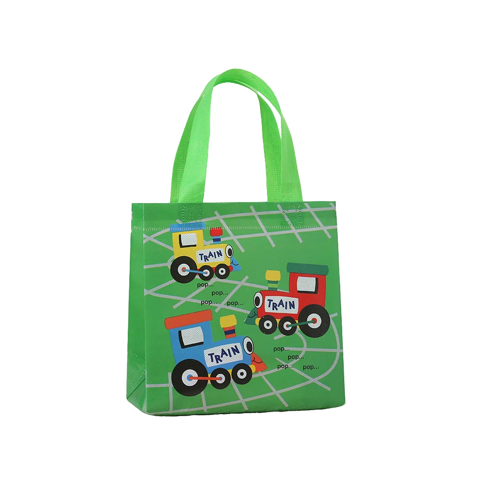 12 Stück Cartoon-Verkehrsfahrzeug-Zug-Thema, Vlies-Geschenkverpackungsbeutel, Einkaufstasche für Kinder, Geburtstag, Babyparty, Party-Dekoration – Detail 5