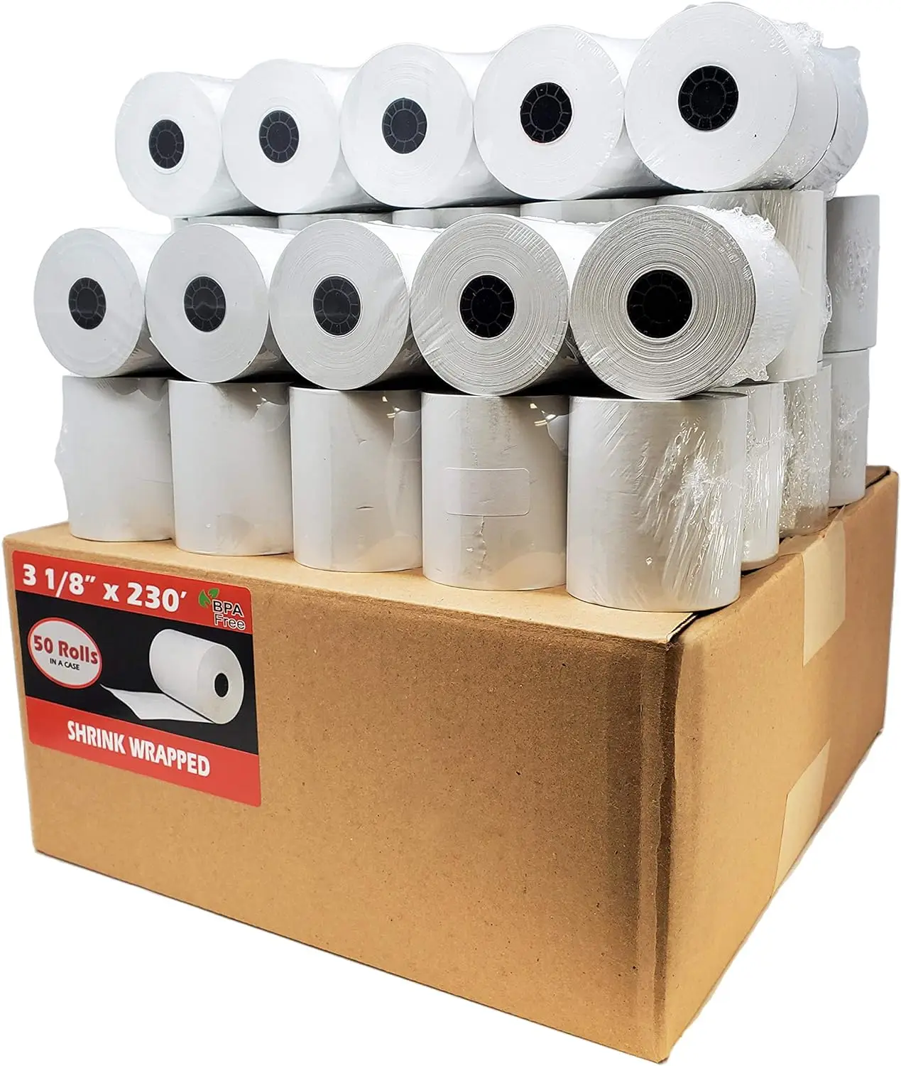 Thermal Paper Receipt Rolls (50 Rolls) (55 GSM Premium Quality German Paper) 3 1/8 x 230 Fits All POS Cash Registers BPA Free