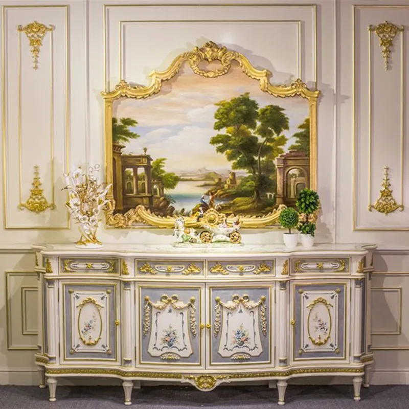 

Картина в европейском стиле романтичная ручная работа из цельной древесины паста Золотая фольга Тумба для телевизора французская роскошная мебель для виллы