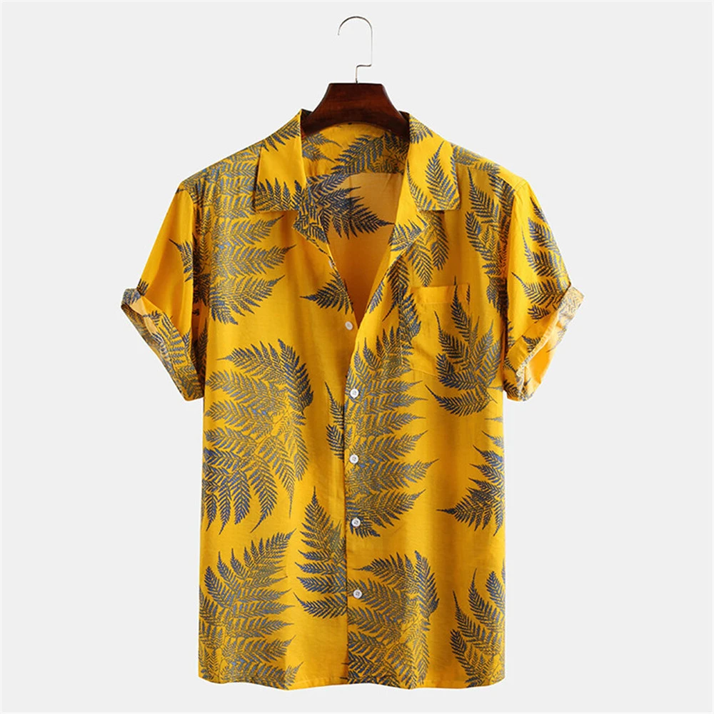 

Summer Hawaiian Red Shirts Tropical Shirts Floral Men Tops Casual Shirt Short Sleeve Cotton Button Chemise Loose Vacation Beach