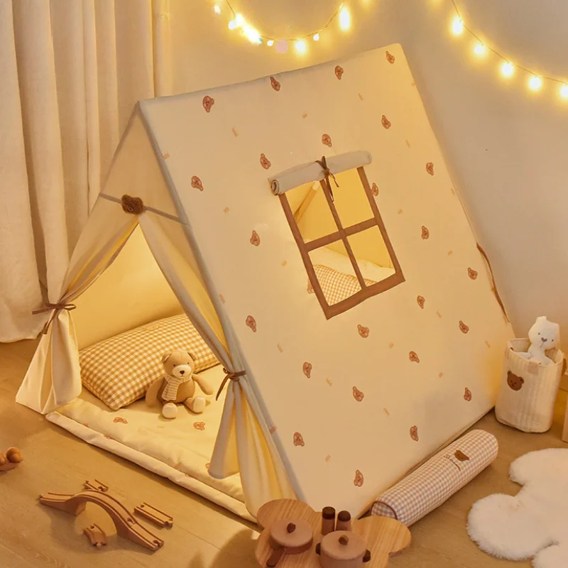 Tenda per bambini pieghevole per interni Tipi bambino con tappeto e finestra, Starlight, per soggiorno, camera dei bambini, camera da letto, campeggio ( giallo