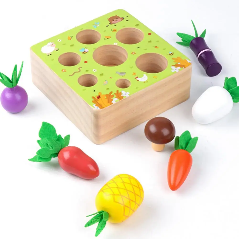 

Wooden Puzzle Board Vegetable Carrot Harvest Matching Children Kids Toddler Toy