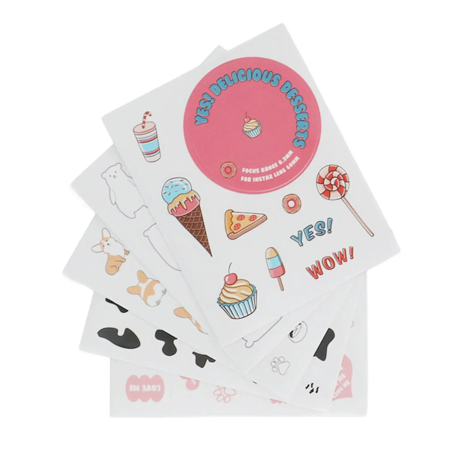 5pcs Cute Cartoon DIY Stickers for fuji Mini 11 Camera-5 Unique Patterns for Fun Decoration