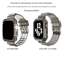 Transparent Apple Watch Band with Protective Case - Soft Clear Strap Accessory for S10 42mm (Transparent black)