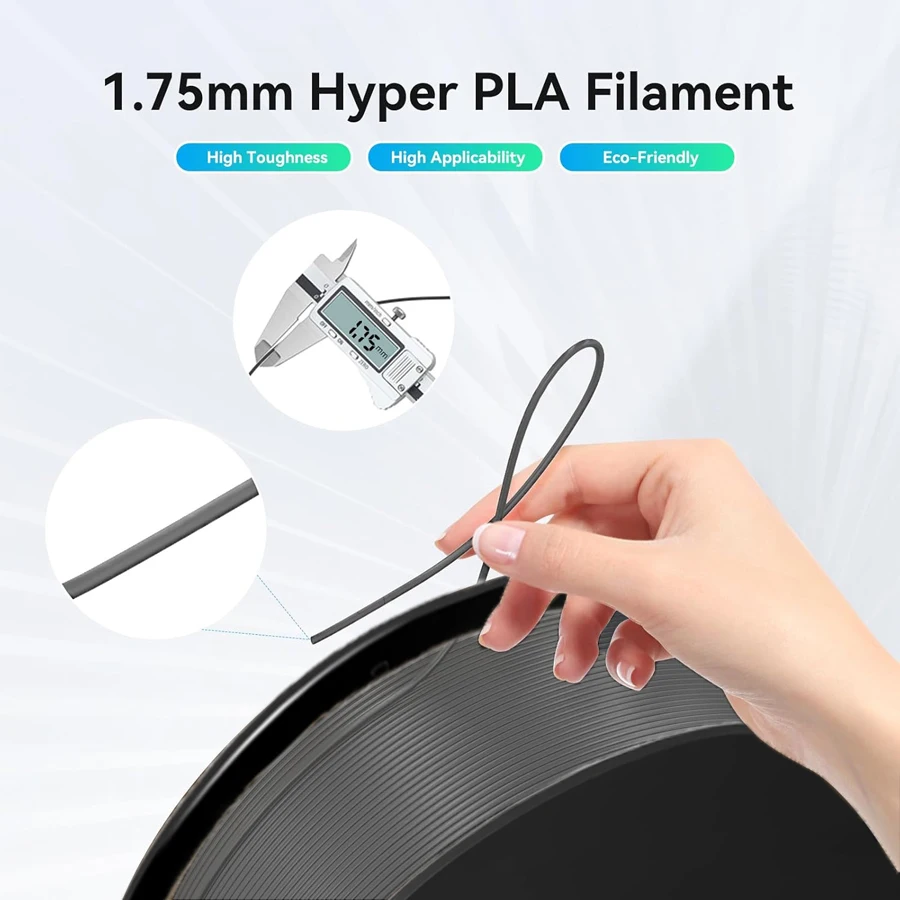 Premium PLA 3D Printing Filament – Gray and White, 1.75mm Diameter, Vacuum-Sealed Spool