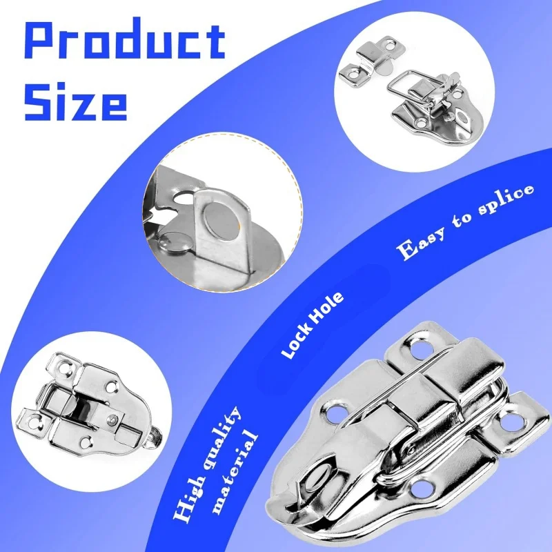 With Lock Hole Vintage Jewelry Wood Box Hasps Drawer Latches Decor Suitcases Hasp Latch Buckle Clasp Furniture Hardware 2sets