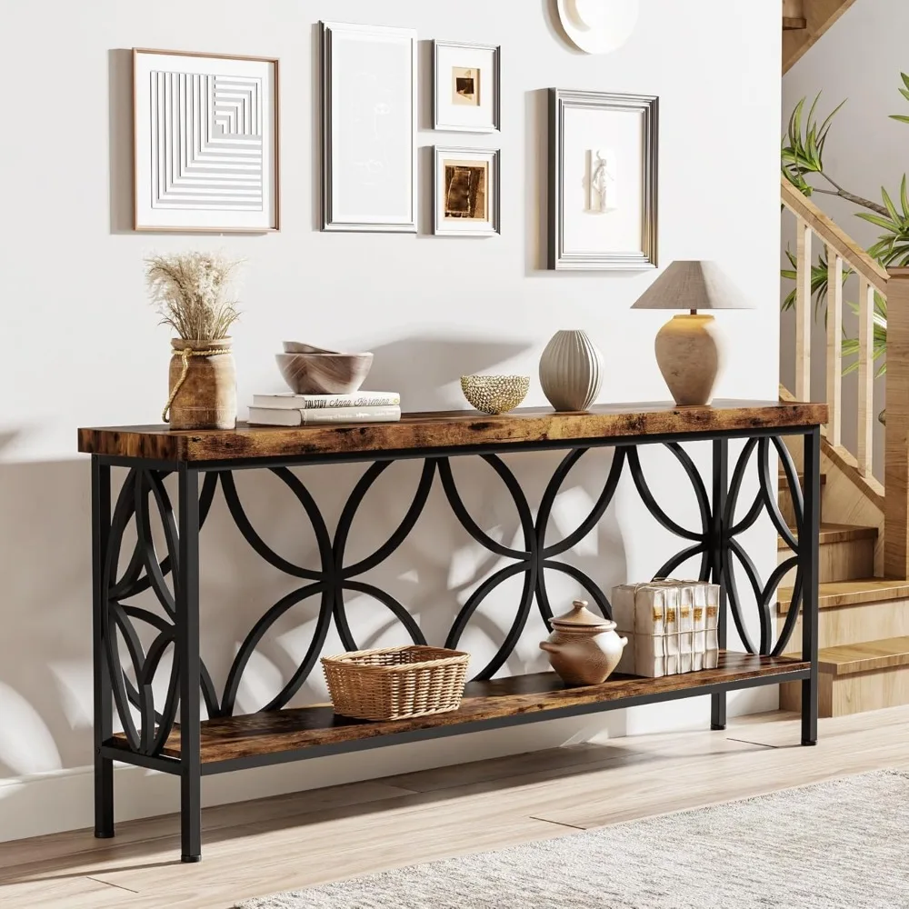 70.9-Inch Narrow Sofa Table, Industrial Long Sofa Table Behind Couch, Entry Console Table with Storage for Entryway,Living Room 5