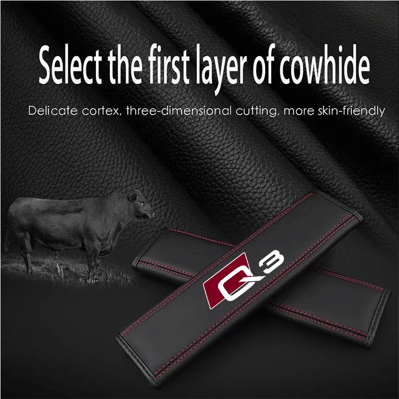 2PCS High Quality Car Seat Belt Protection Shoulder Pad Cover For AUDI A3 A4 A5 A7 A8 Q3 Q5 Q7 S3 S4 S5 S6 Interior Accessories