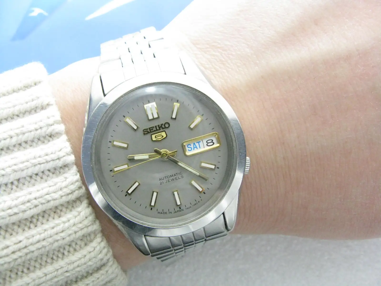 (Esportazione Nei Paesi Arabi) Orologio Da Uomo Automatico Luminoso Vintage Seiko 7 S26A (Musulmani + Inglese)