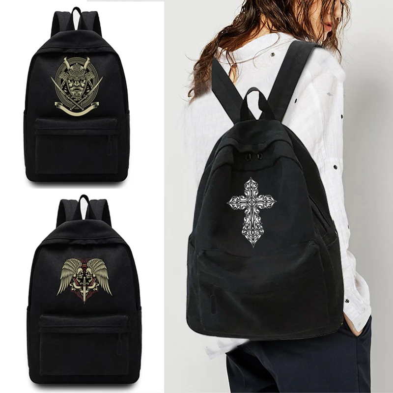 

New Korean Backpack Skull Printed Female Middle School Student Schoolbag Casual Back Pack Travel Bag Unisex Youth Backpack
